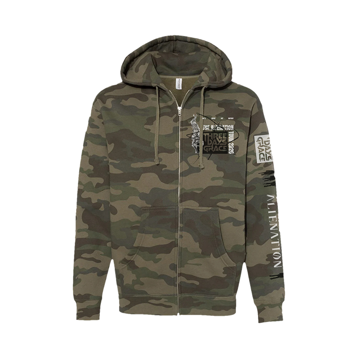 2026 Alienation Tour Camo Hoodie – Three Days Grace