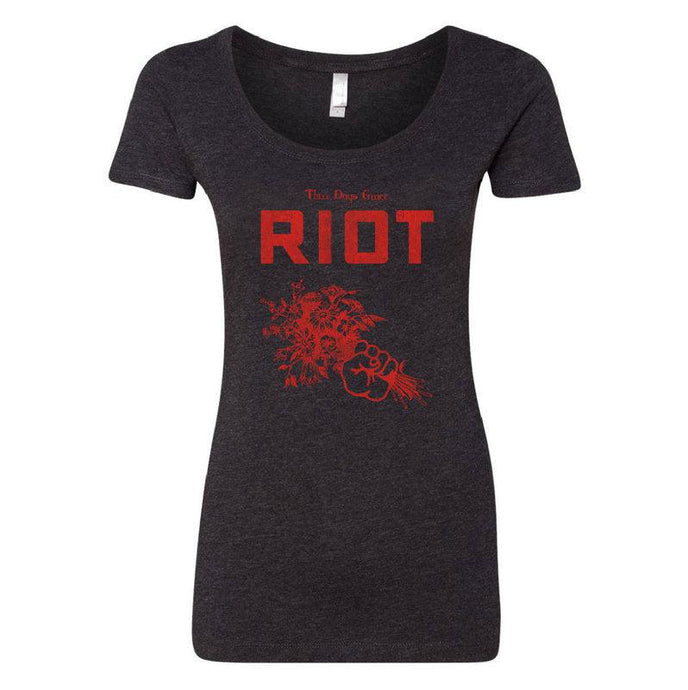 Women's Riot Bouquet Black T Shirt-Three Days Grace